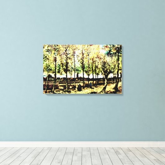 Vincent van Gogh - De populieren in Nuenen 3 Canvas Afdruk (Insitu (Houten vloer))