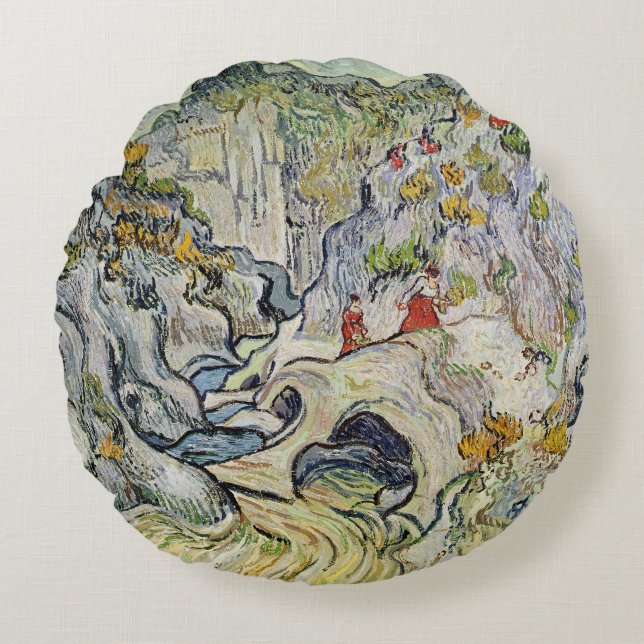 Vincent van Gogh | De ravijn van de Peyroulaten Rond Kussen (Voorkant)