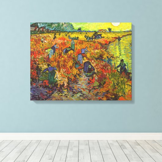 Vincent van Gogh - De Rode Vineyard Canvas Afdruk (Insitu (Houten vloer))