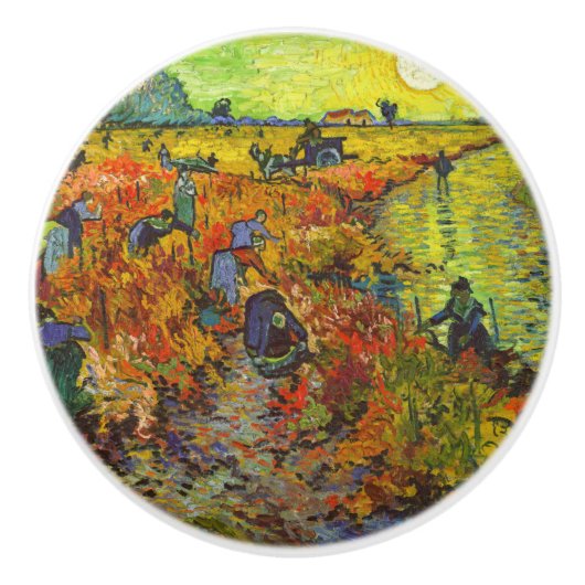 Vincent van Gogh - De Rode Vineyard Keramische Knop (Voorkant)