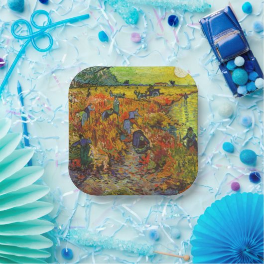 Vincent van Gogh - De Rode Vineyard Papieren Bordje (Feest)