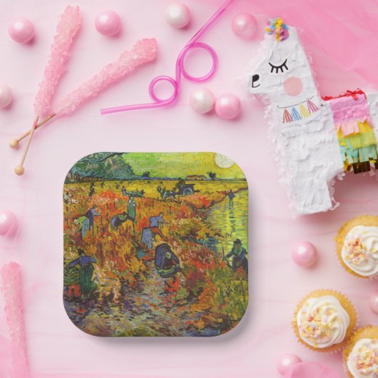 Vincent van Gogh - De Rode Vineyard Papieren Bordje (Feest)