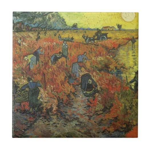 Vincent van Gogh - De Rode Vineyard Tegeltje (Voorkant)