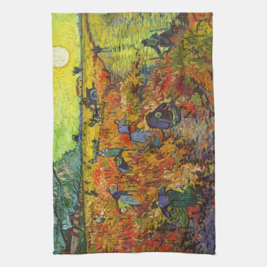 Vincent van Gogh - De Rode Vineyard Theedoek (Verticaal)