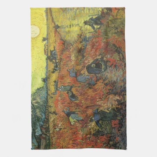 Vincent van Gogh - De Rode Vineyard Theedoek (Verticaal)