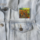 Vincent van Gogh - De Rode Vineyard Vierkante Button 5,1 Cm (In situ)