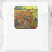 Vincent van Gogh - De Rode Vineyard Vierkante Sticker (Tas)