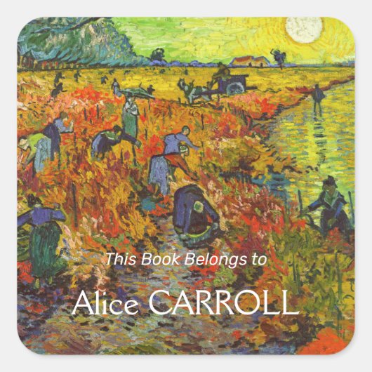 Vincent van Gogh - De Rode Vineyard Vierkante Sticker (Voorkant)