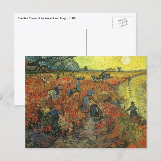 Vincent van Gogh - De rode wijngaard Briefkaart (Voorkant / Achterkant)