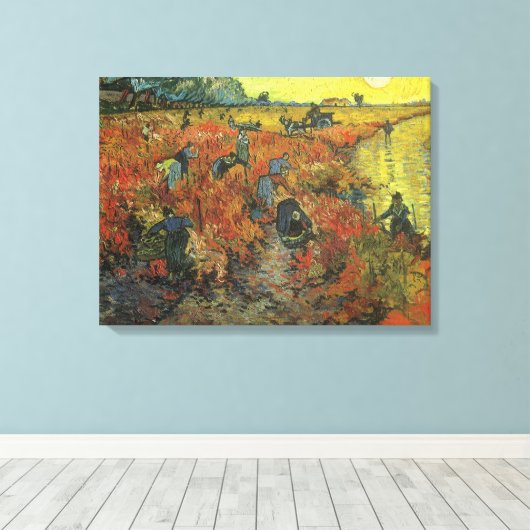 Vincent van Gogh - De rode wijngaard Canvas Afdruk (Insitu (Houten vloer))