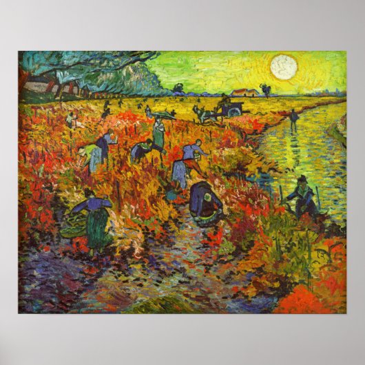 Vincent van Gogh - De Rode Wijngaard Poster (Voorkant)