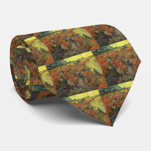 Vincent van Gogh - De rode wijngaard Stropdas (Opgerold)