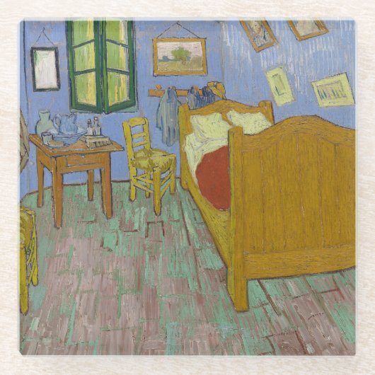 Vincent Van Gogh de slaapkamer Glazen Onderzetter (Voorkant)