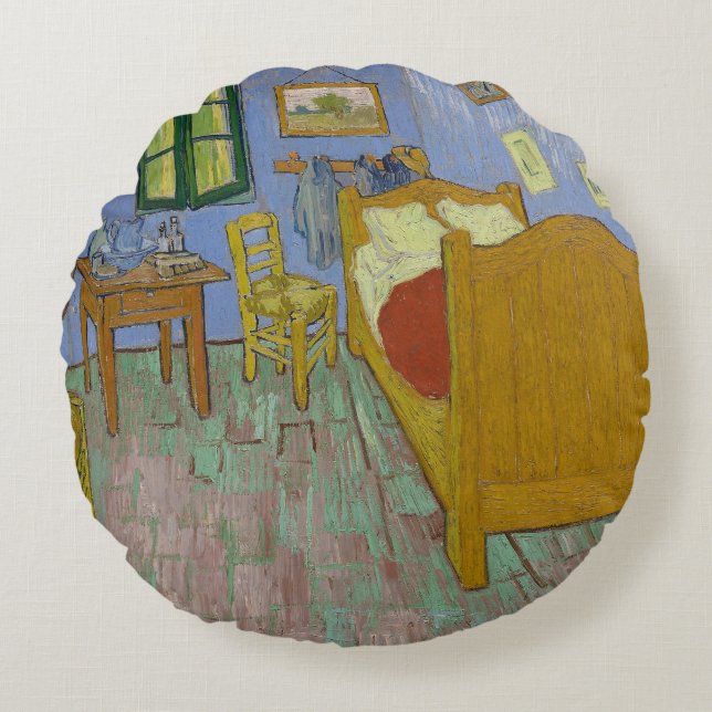 Vincent Van Gogh de slaapkamer Rond Kussen (Voorkant)