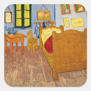 Vincent van Gogh - De slaapkamer van Vincent in Ar Vierkante Sticker