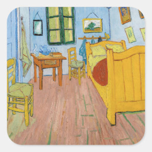 Vincent Van Gogh - De slaapkamer van Vincent in Ar Vierkante Sticker