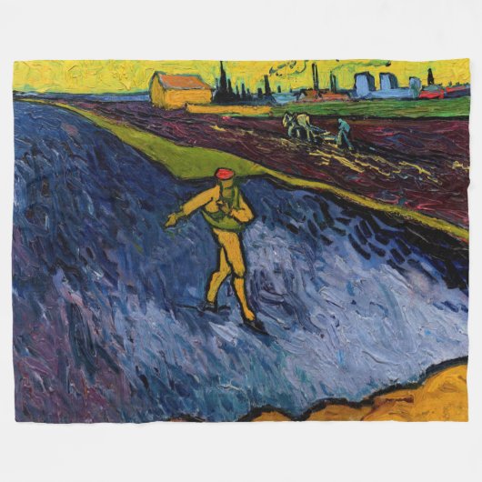 Vincent van Gogh - De Sower: Uitwijkhavens van Arl Fleece Deken (Voorkant (Horizontaal))