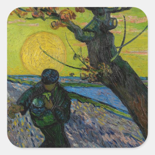 Vincent van Gogh - De Sower Vierkante Sticker (Voorkant)