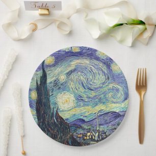 Vincent Van Gogh De sterrenhemel Papieren Bordje