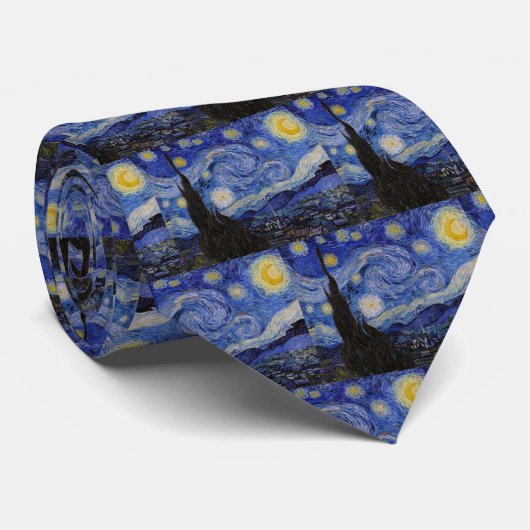 Vincent Van Gogh - De sterrenhemel Stropdas (Opgerold)