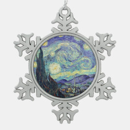 Vincent Van Gogh De sterrenhemel    Tin Sneeuwvlok Ornament