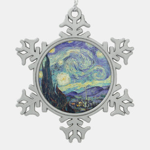 Vincent Van Gogh De sterrenhemel Tin Sneeuwvlok Ornament