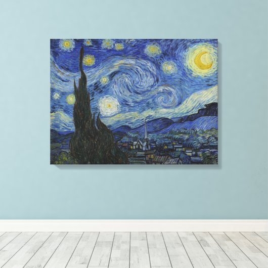 Vincent Van Gogh, de Sterrennacht Canvas Afdruk (Insitu (Houten vloer))