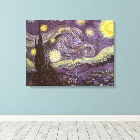 Vincent van Gogh - De sterrennacht Canvas Afdruk (Insitu (Houten vloer))