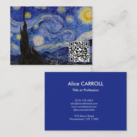 Vincent Van Gogh - de Sterrennacht - de QR-code Visitekaartje (Voorkant / Achterkant)