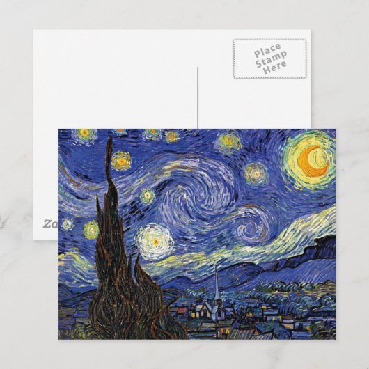 Vincent Van Gogh - De Sterrennacht Fine Art Briefkaart (Voorkant / Achterkant)