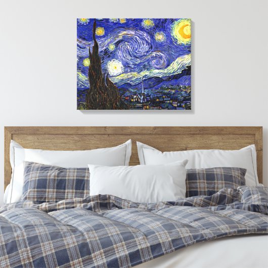 Vincent Van Gogh - De Sterrennacht Fine Art Canvas Afdruk (Insitu (Slaapkamer))