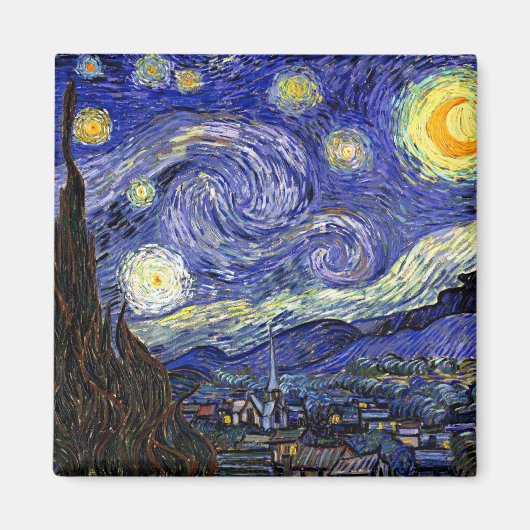 Vincent Van Gogh - De Sterrennacht Fine Art Magneet (Voorkant)