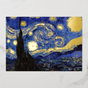 Vincent Van Gogh - De sterrennacht Folie Feestdagenkaart