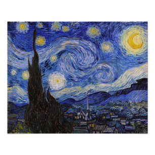 Vincent Van Gogh - De sterrennacht Foto Afdruk