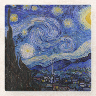 Vincent Van Gogh - De sterrennacht Glazen Onderzetter