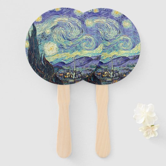 Vincent Van Gogh De Sterrennacht Handwaaier (Voorkant en achterkant)