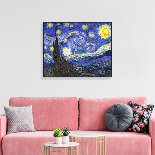 Vincent Van Gogh - de Sterrennacht is zeer groot Canvas Afdruk (Insitu (Woonkamer))