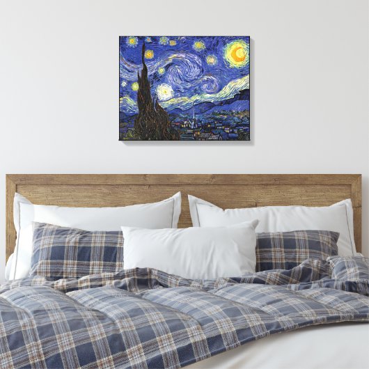 Vincent Van Gogh - de Sterrennacht is zeer groot Canvas Afdruk (Insitu (Slaapkamer))