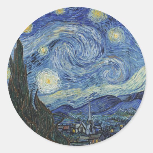 Vincent van Gogh | De Sterrennacht, juni 1889 Ronde Sticker (Voorkant)