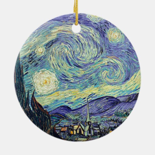 Vincent Van Gogh De Sterrennacht Keramisch Ornament (Achterkant)
