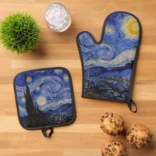 Vincent Van Gogh - De sterrennacht Ovenwant & Pannenlap Set (Top down)