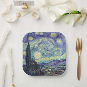 Vincent Van Gogh De Sterrennacht Papieren Borde Bordje
