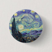 Vincent Van Gogh De Sterrennacht Ronde Button 3,2 Cm (Voorkant)