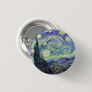 Vincent Van Gogh De Sterrennacht Ronde Button 3,2 Cm