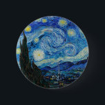 Vincent Van Gogh De Sterrennacht Ronde Button 5,7 Cm<br><div class="desc">Vincent van Gogh is de Sterrennacht</div>