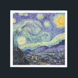 Vincent Van Gogh/ De Sterrennacht Servet<br><div class="desc">Vincent van Gogh de Sterrennacht. Dit is een oud meesterwerk van de Nederlandse meesterschilder Vincent Van Gogh was een Nederlandse post-impressionistische schilder. Nachtlandschap. Op de voorgrond staat een boom. De stad ligt in het midden. Bergen op de achtergrond. Er is een maan aan de hemel. sterren en wolken. Dit afbeelding...</div>