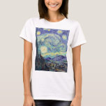 Vincent Van Gogh De Sterrennacht T-shirt<br><div class="desc">Vincent van Gogh de Sterrennacht. Dit is een oud meesterwerk van de Nederlandse meesterschilder Vincent Van Gogh was een Nederlandse post-impressionistische schilder. Nachtlandschap. Op de voorgrond staat een boom. De stad ligt in het midden. Bergen op de achtergrond. Er is een maan aan de hemel. sterren en wolken. Dit afbeelding...</div>