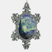 Vincent Van Gogh De Sterrennacht Tin Sneeuwvlok Ornament (Links)