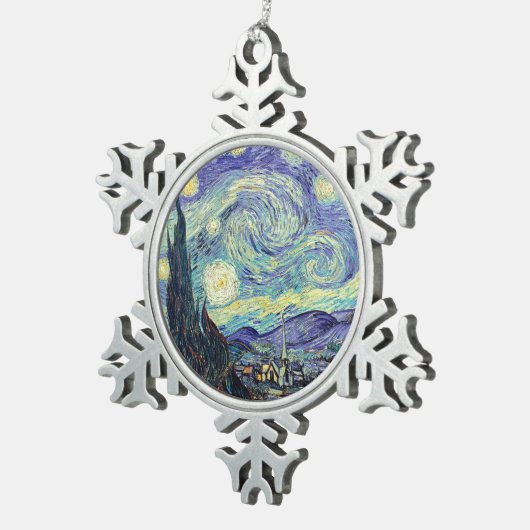 Vincent Van Gogh De Sterrennacht Tin Sneeuwvlok Ornament (Rechts)