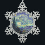 Vincent Van Gogh De Sterrennacht Tin Sneeuwvlok Ornament<br><div class="desc">Vincent van Gogh de Sterrennacht. Dit is een oud meesterwerk van de Nederlandse meesterschilder Vincent Van Gogh was een Nederlandse post-impressionistische schilder. Nachtlandschap. Op de voorgrond staat een boom. De stad ligt in het midden. Bergen op de achtergrond. Er is een maan aan de hemel. sterren en wolken. Dit afbeelding...</div>